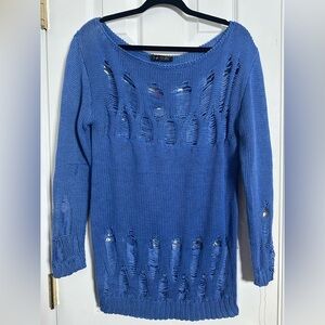 Blue Crew Neck knitted blouse Size L